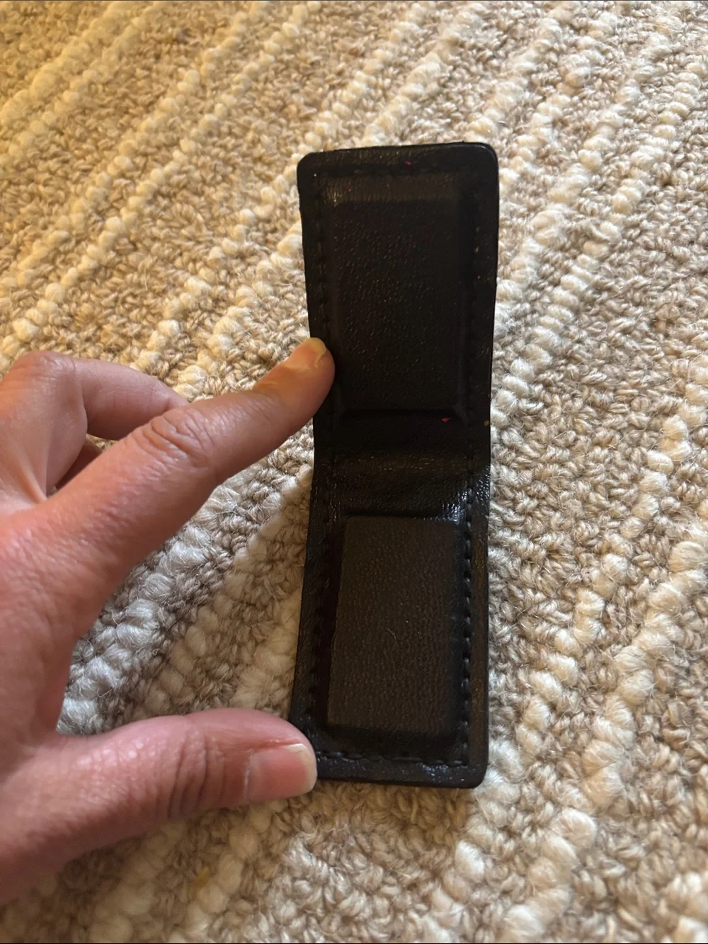 Black Woven Leather Money Clip - Men's Leather Cash Holder